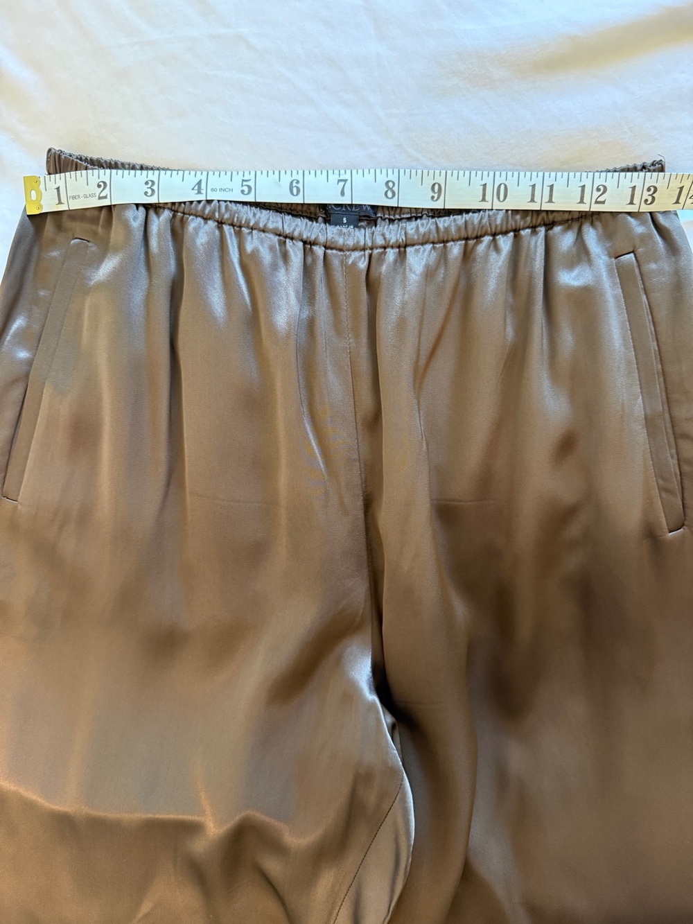 JCrew Cosmo pant in luster charmeuse in Smoky Wood brown - size small - CN714 - Picture 7 of 11